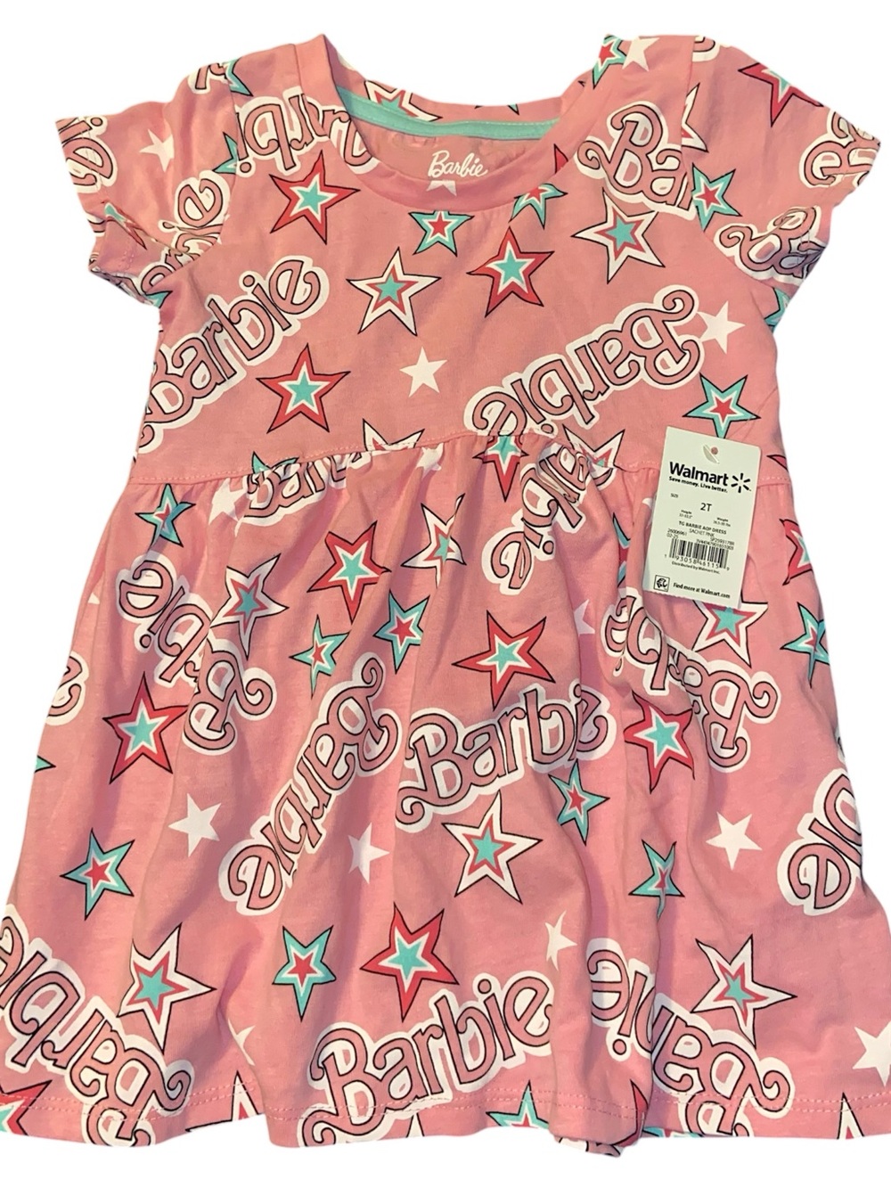 NWT - Girls 2T Barbie Pink Star Print Dress
